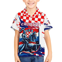 Personalized Croatian Knights Family Matching Off Shoulder Short Dress and Hawaiian Shirt Hrvatska Coat Of Arms - Wonder Print Shop