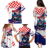 Personalized Croatian Knights Family Matching Puletasi and Hawaiian Shirt Hrvatska Coat Of Arms - Wonder Print Shop
