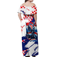 Personalized Croatian Knights Off Shoulder Maxi Dress Hrvatska Coat Of Arms - Wonder Print Shop