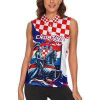 Personalized Croatian Knights Women Sleeveless Polo Shirt Hrvatska Coat Of Arms - Wonder Print Shop