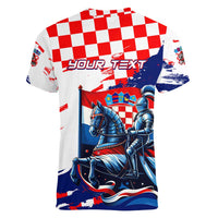 Personalized Croatian Knights Women V-Neck T-Shirt Hrvatska Coat Of Arms - Wonder Print Shop