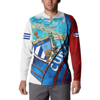 Coat Of Arms Cuba Button Sweatshirt Caribbean Cuban Map - Wonder Print Shop