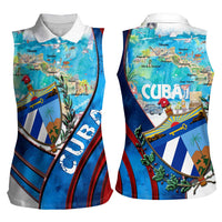 Coat Of Arms Cuba Women Sleeveless Polo Shirt Caribbean Cuban Map - Wonder Print Shop