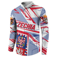 Coat Of Arms Czechia Button Sweatshirt Czech Republic Sporty Geometric - Wonder Print Shop