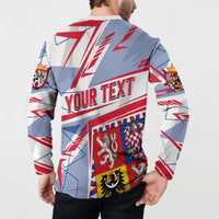 Coat Of Arms Czechia Button Sweatshirt Czech Republic Sporty Geometric - Wonder Print Shop