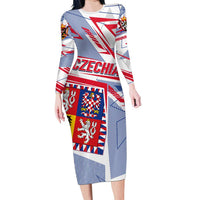 Coat Of Arms Czechia Family Matching Long Sleeve Bodycon Dress and Hawaiian Shirt Czech Republic Sporty Geometric - Wonder Print Shop