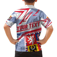 Coat Of Arms Czechia Family Matching Off The Shoulder Long Sleeve Dress and Hawaiian Shirt Czech Republic Sporty Geometric - Wonder Print Shop