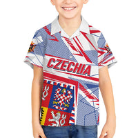Coat Of Arms Czechia Family Matching Off Shoulder Short Dress and Hawaiian Shirt Czech Republic Sporty Geometric - Wonder Print Shop