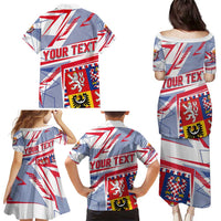 Coat Of Arms Czechia Family Matching Puletasi and Hawaiian Shirt Czech Republic Sporty Geometric - Wonder Print Shop