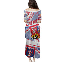 Coat Of Arms Czechia Family Matching Puletasi and Hawaiian Shirt Czech Republic Sporty Geometric - Wonder Print Shop