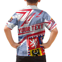 Coat Of Arms Czechia Family Matching Summer Maxi Dress and Hawaiian Shirt Czech Republic Sporty Geometric - Wonder Print Shop