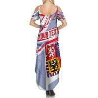 Coat Of Arms Czechia Family Matching Summer Maxi Dress and Hawaiian Shirt Czech Republic Sporty Geometric - Wonder Print Shop