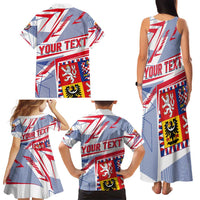 Coat Of Arms Czechia Family Matching Tank Maxi Dress and Hawaiian Shirt Czech Republic Sporty Geometric - Wonder Print Shop