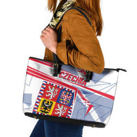 Coat Of Arms Czechia Leather Tote Bag Czech Republic Sporty Geometric - Wonder Print Shop