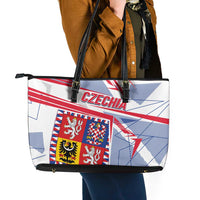 Coat Of Arms Czechia Leather Tote Bag Czech Republic Sporty Geometric - Wonder Print Shop