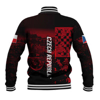Czech Republic Lion Baseball Jacket Czechia Black Red - Wonder Print Shop