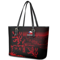 Czech Republic Lion Leather Tote Bag Czechia Black Red - Wonder Print Shop