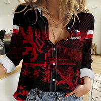 Czech Republic Lion Women Casual Shirt Czechia Black Red - Wonder Print Shop