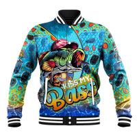 Personalized Kiss My Bass Fishing Baseball Jacket Fish Me Luck - Wonder Print Shop