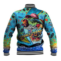 Personalized Kiss My Bass Fishing Baseball Jacket Fish Me Luck - Wonder Print Shop