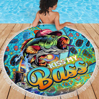 Kiss My Bass Fishing Beach Blanket Fish Me Luck - Wonder Print Shop