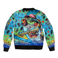 Personalized Kiss My Bass Fishing Bomber Jacket Fish Me Luck - Wonder Print Shop