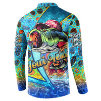 Personalized Kiss My Bass Fishing Button Sweatshirt Fish Me Luck - Wonder Print Shop