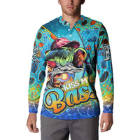 Personalized Kiss My Bass Fishing Button Sweatshirt Fish Me Luck - Wonder Print Shop