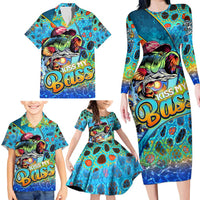Personalized Kiss My Bass Fishing Family Matching Long Sleeve Bodycon Dress and Hawaiian Shirt Fish Me Luck - Wonder Print Shop
