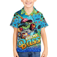 Personalized Kiss My Bass Fishing Family Matching Off The Shoulder Long Sleeve Dress and Hawaiian Shirt Fish Me Luck - Wonder Print Shop