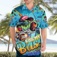 Personalized Kiss My Bass Fishing Hawaiian Shirt Fish Me Luck - Wonder Print Shop