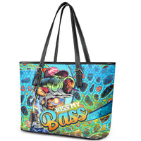 Kiss My Bass Fishing Leather Tote Bag Fish Me Luck - Wonder Print Shop