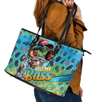 Kiss My Bass Fishing Leather Tote Bag Fish Me Luck - Wonder Print Shop