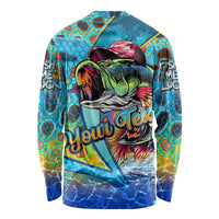 Personalized Kiss My Bass Fishing Long Sleeve Shirt Fish Me Luck - Wonder Print Shop