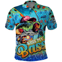 Personalized Kiss My Bass Fishing Polo Shirt Fish Me Luck - Wonder Print Shop