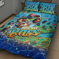Kiss My Bass Fishing Quilt Bed Set Fish Me Luck - Wonder Print Shop