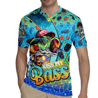 Personalized Kiss My Bass Fishing Rugby Jersey Fish Me Luck - Wonder Print Shop