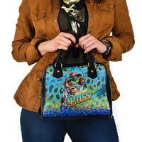 Kiss My Bass Fishing Shoulder Handbag Fish Me Luck