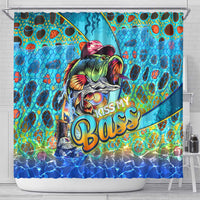 Kiss My Bass Fishing Shower Curtain Fish Me Luck