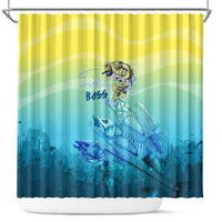 Fishing Bone Summer Bass Shower Curtain Fishbone Ocean