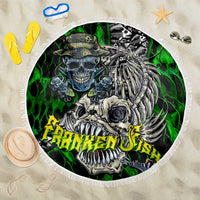 Franken Fish Beach Blanket Skull Fishing Green - Wonder Print Shop