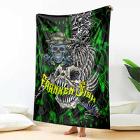 Franken Fish Blanket Skull Fishing Green
