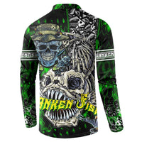 Personalized Franken Fish Button Sweatshirt Skull Fishing Green - Wonder Print Shop