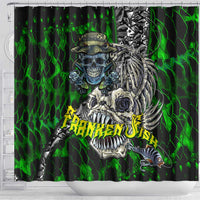 Franken Fish Shower Curtain Skull Fishing Green