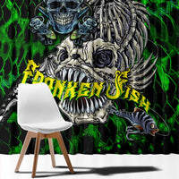 Franken Fish Window Curtain Skull Fishing Green - Wonder Print Shop