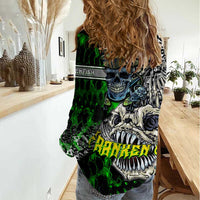 Personalized Franken Fish Women Casual Shirt Skull Fishing Green - Wonder Print Shop