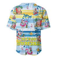 Surfing Christmas Baseball Jersey Tropical Santa Let's Go Surfing - Wonder Print Shop