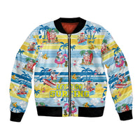 Surfing Christmas Bomber Jacket Tropical Santa Let's Go Surfing - Wonder Print Shop