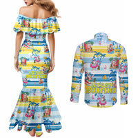 surfing-christmas-couples-matching-mermaid-dress-and-long-sleeve-button-shirt-tropical-santa-lets-go-surfing
