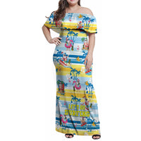 Surfing Christmas Family Matching Off Shoulder Maxi Dress and Hawaiian Shirt Tropical Santa Let's Go Surfing - Wonder Print Shop